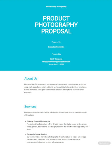 product photography proposal template