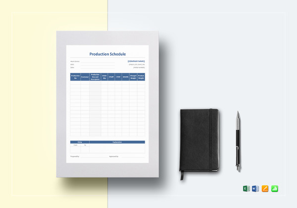 production schedule template to print