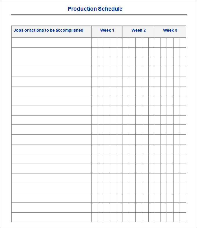 Production Chart Template