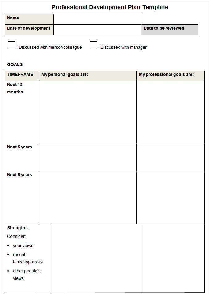Professional Development Plan Template 13  Free Word Documents Download