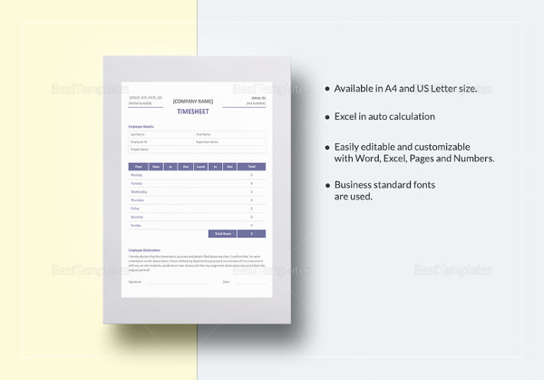 professional timesheet template in ipages