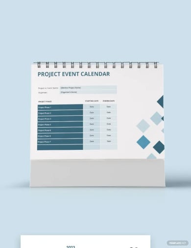 project event desk calendar template
