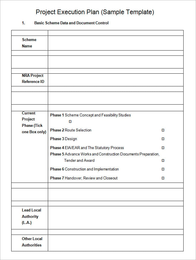 project execution example plan template