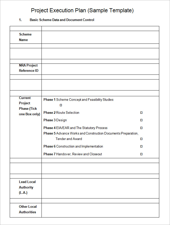 8 Project Execution Plan Templates Word PDF Excel Apple Pages 