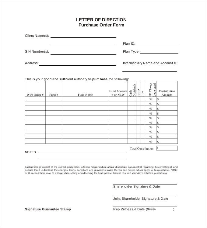 purchase order letter format in pdf free download