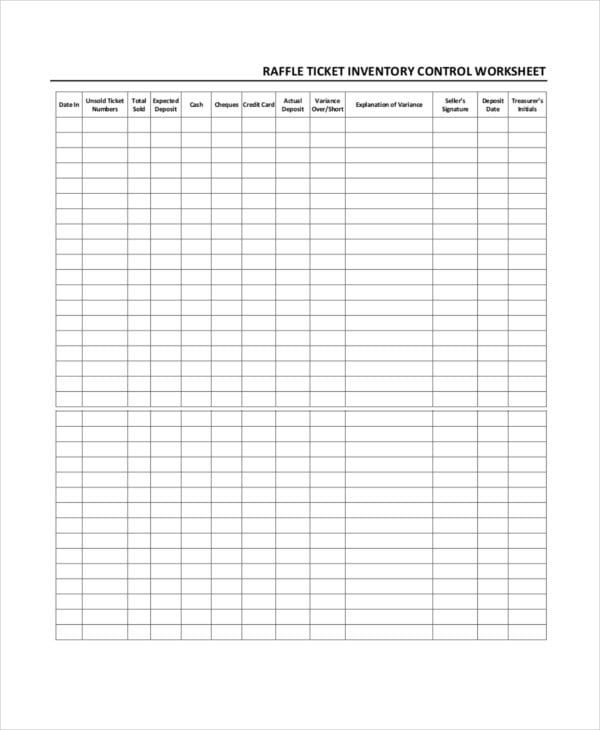 raffle ticket inventory control template