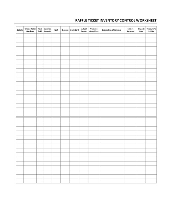 raffle ticket inventory control template