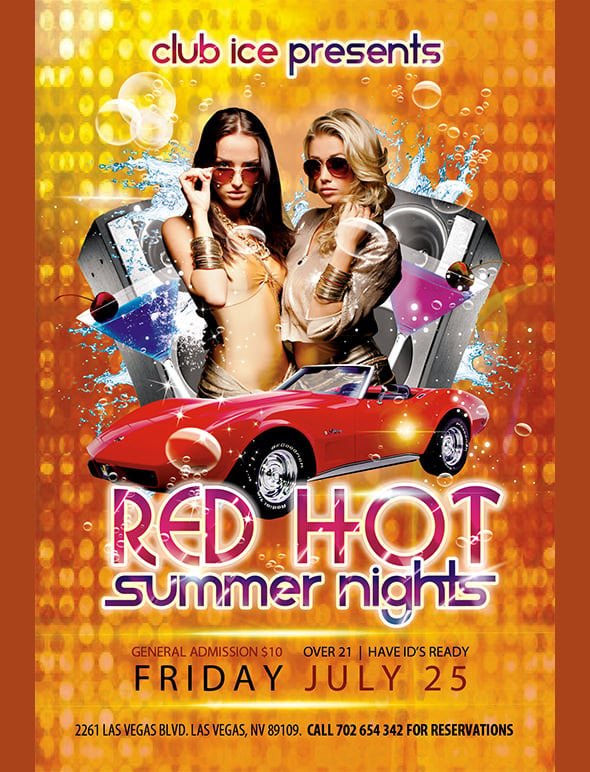red backgrounded night club flyer template