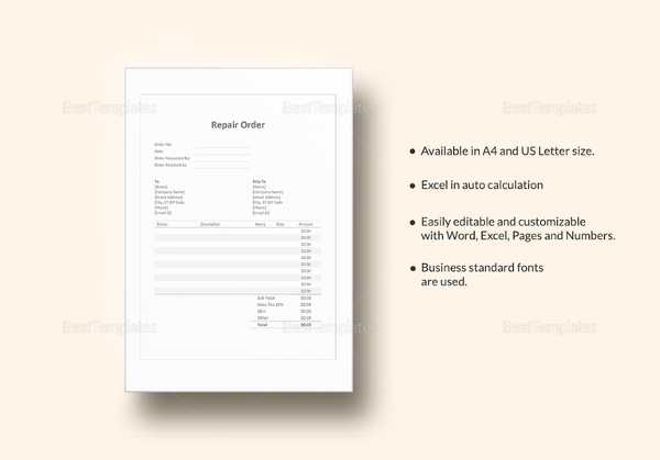 repair order template