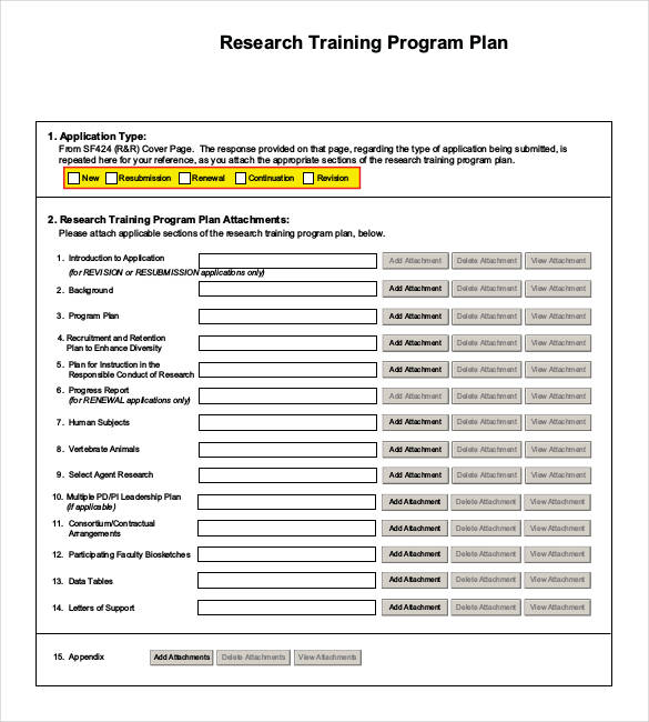 research training program plan