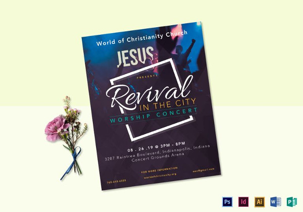 revival worship concert flyer template