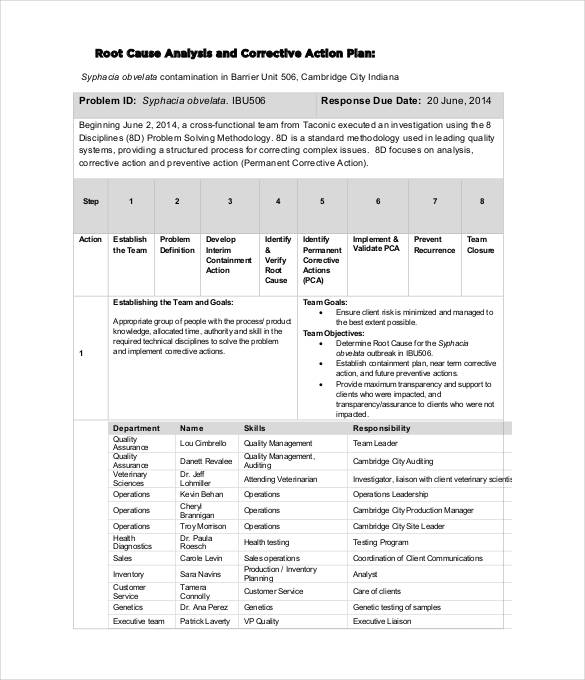 root cause analysis and corrective action plan