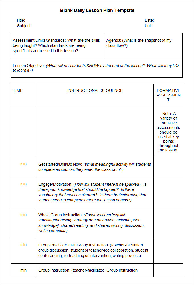 Blank Lesson Plan Template 3 Free Word Documents Download
