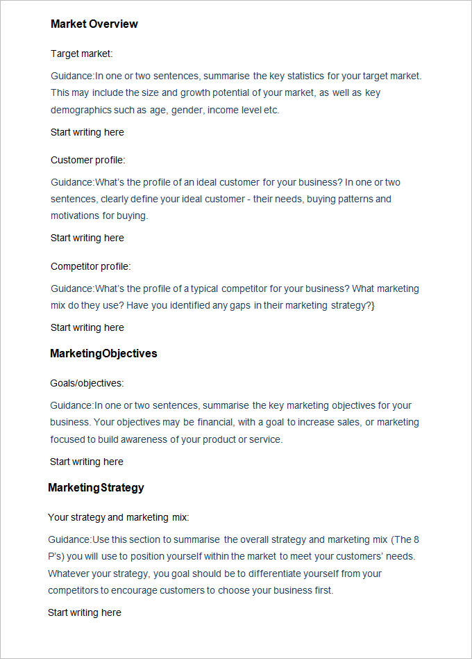 example of market description in business plan