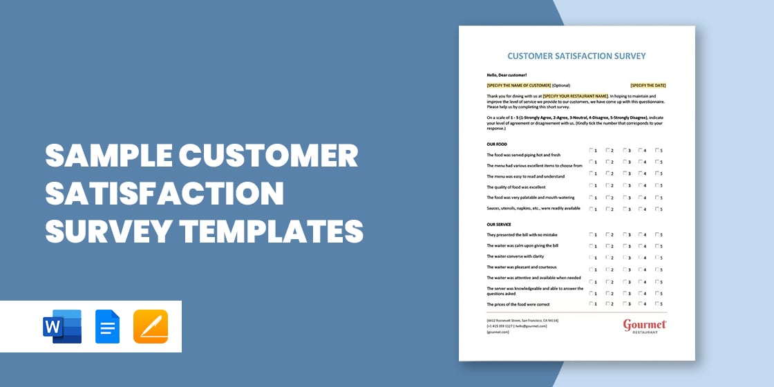 sample customer satisfaction survey templates