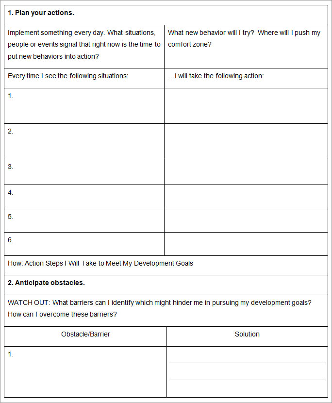 sample development plan template