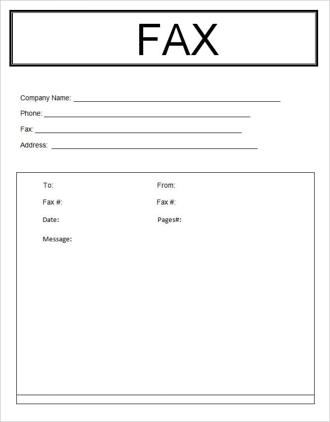 sample fax sheet template