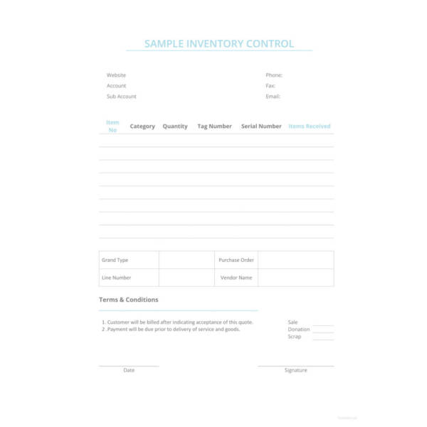 sample inventory control template
