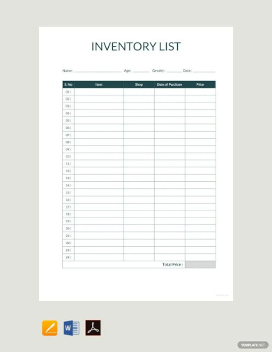 16+ Inventory List Template in Word | Google Docs | Google Sheets ...