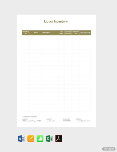 sample liquor inventory template