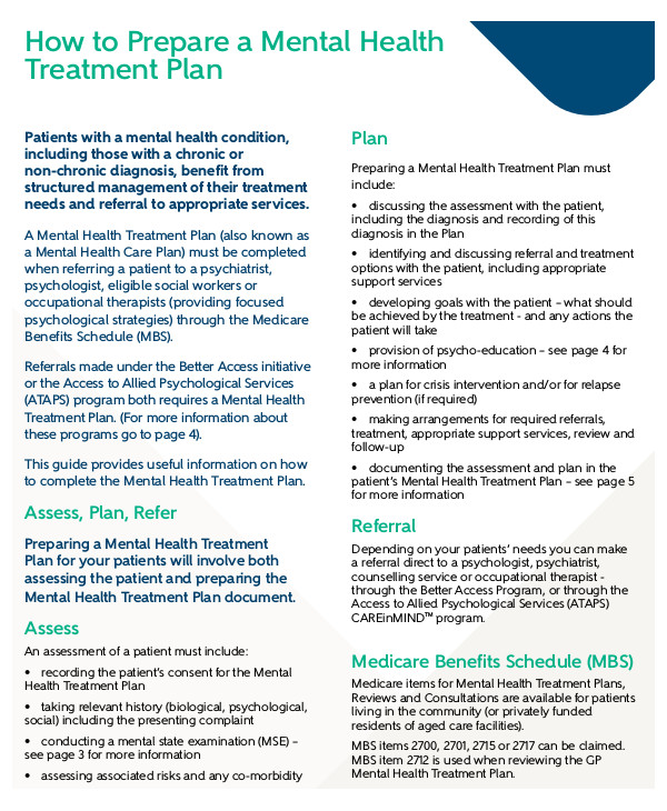 Mental Health Care Plan Template