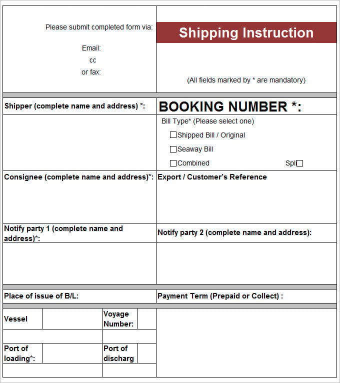 sample packing list templates