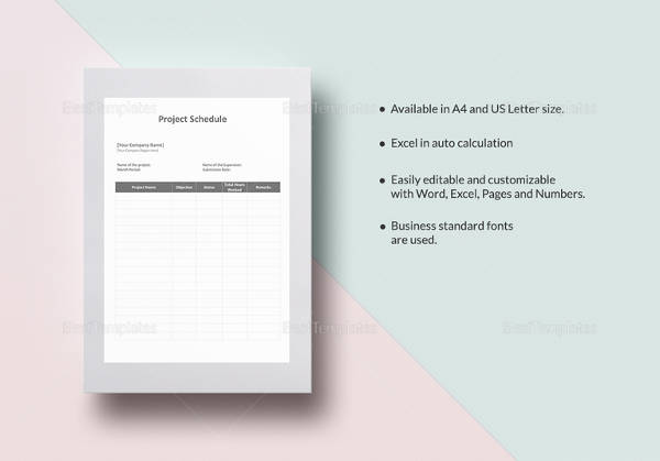 sample project schedule template in word