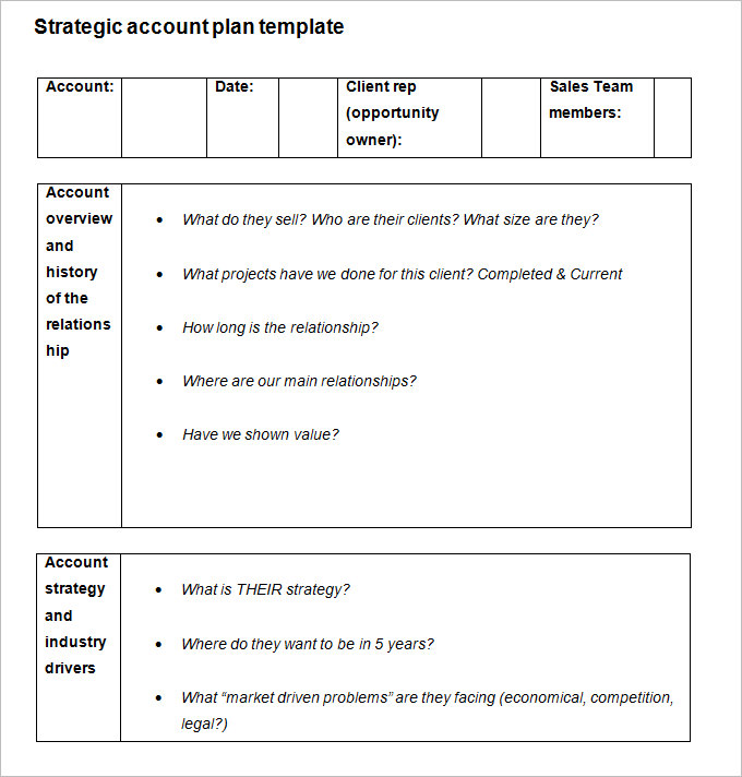 Strategic Account Plan Template 8 Free Word PDF Documents Download