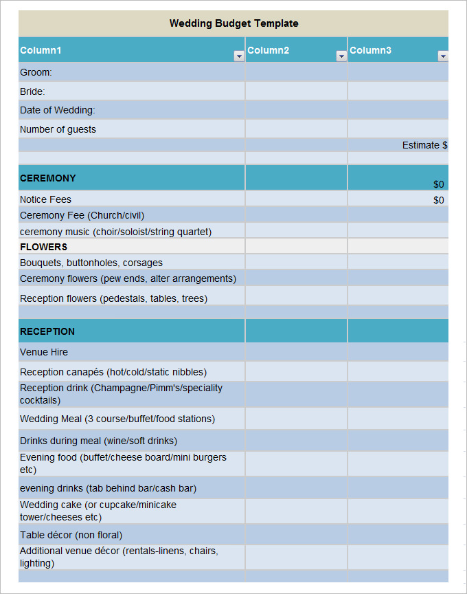 Wedding Budget Template - 16+ Free Word, Excel, PDF Documents Download!