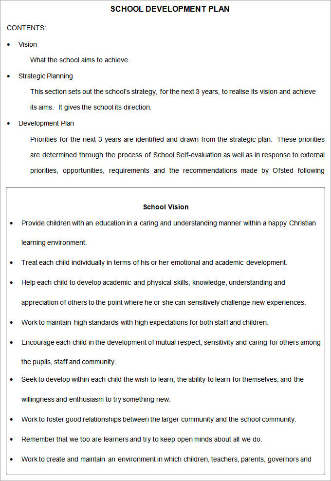school development plan format