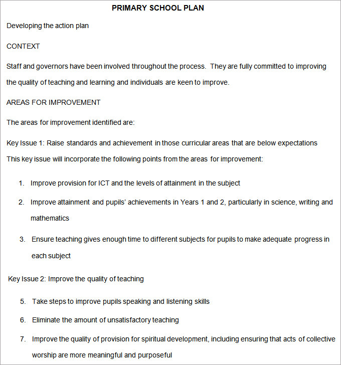 school development plan sample