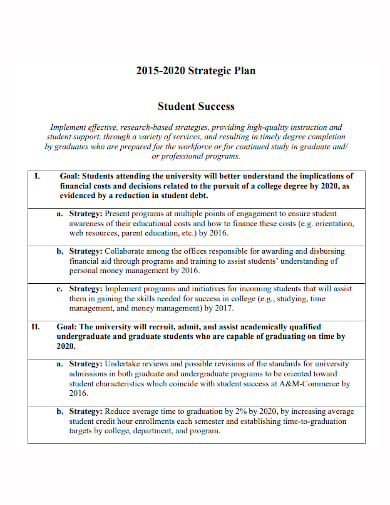 school goal success strategic plan template