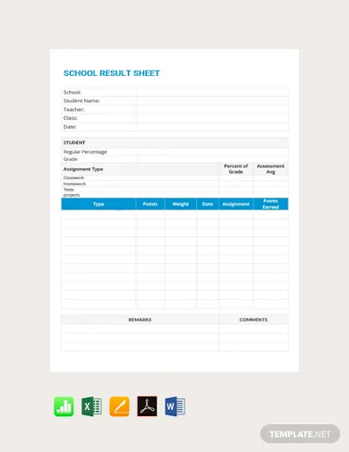 school result grade sheet template
