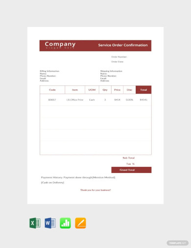 service order confirmation template