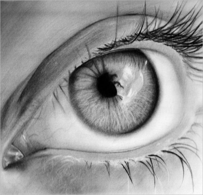 shallow eye pencil drawing