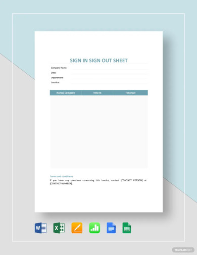 sign in sign out sheet template