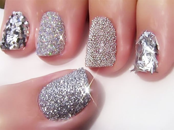 silver wedding nail art