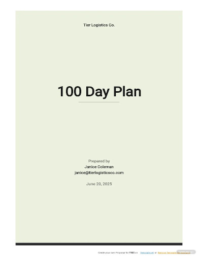 simple 100 day plan template