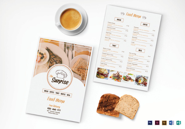 simple breakfast menu template