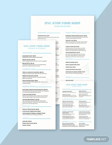 simple food and drinks menu template