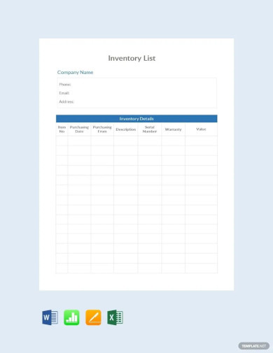 16+ Inventory List Template In Word 