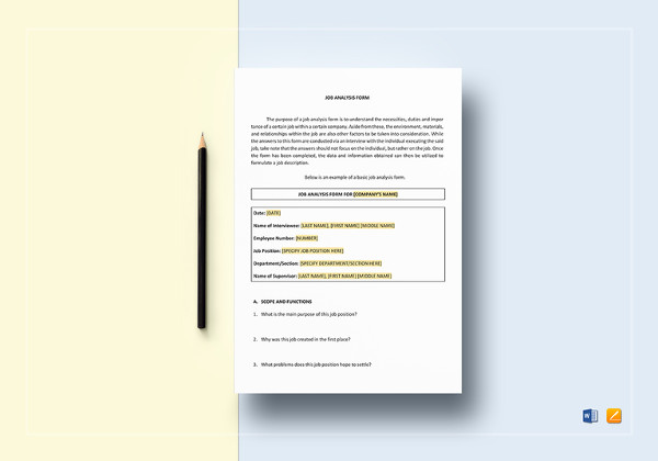 Job Analysis Template - 12+ Free Word, Excel Documents Download