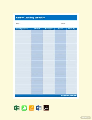 simple kitchen cleaning schedule template