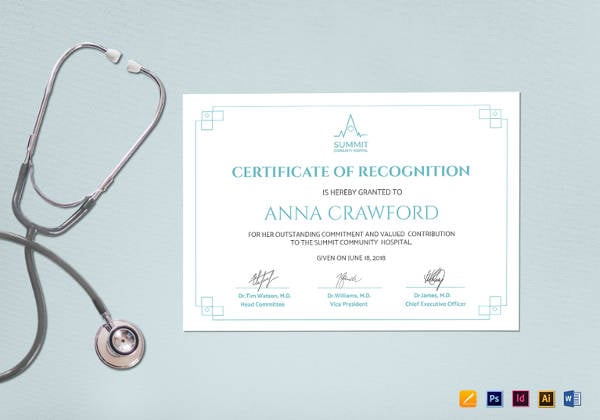 simple medical certificate of recognition template