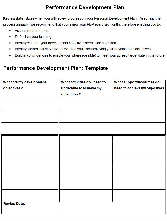 Performance Development Plan Template -10+ Development Plan Template