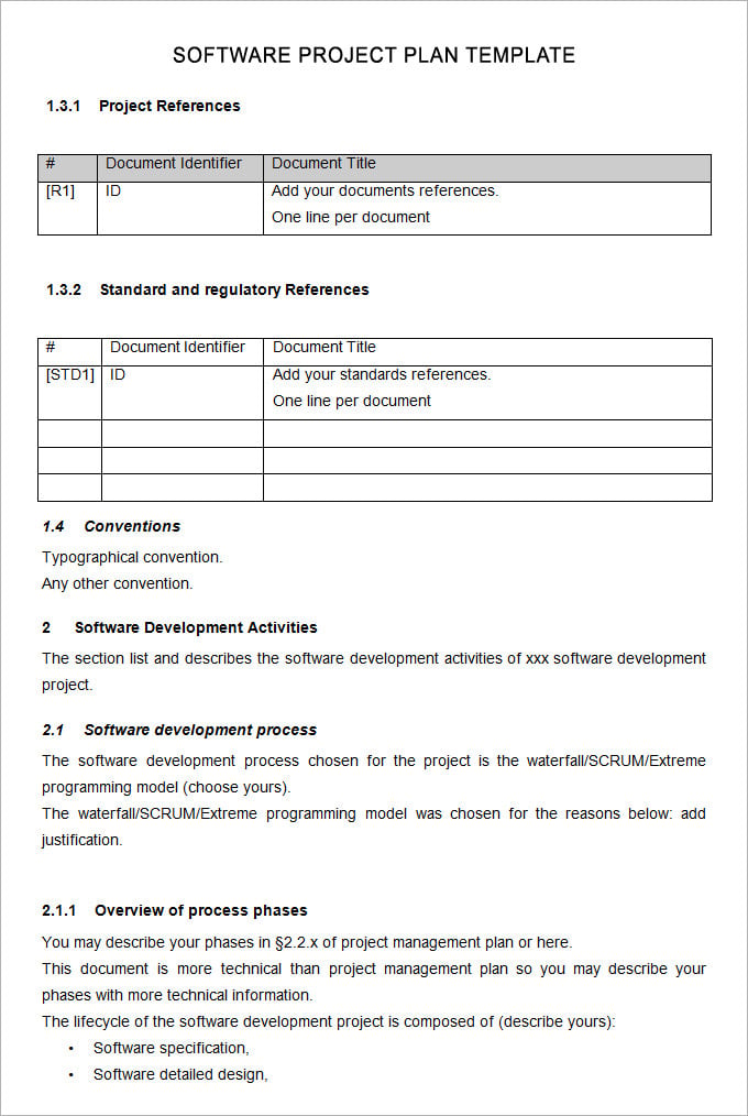 software project plan template