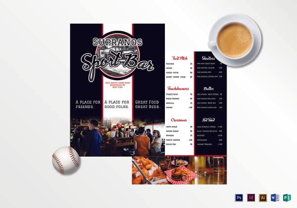 sports bar menu