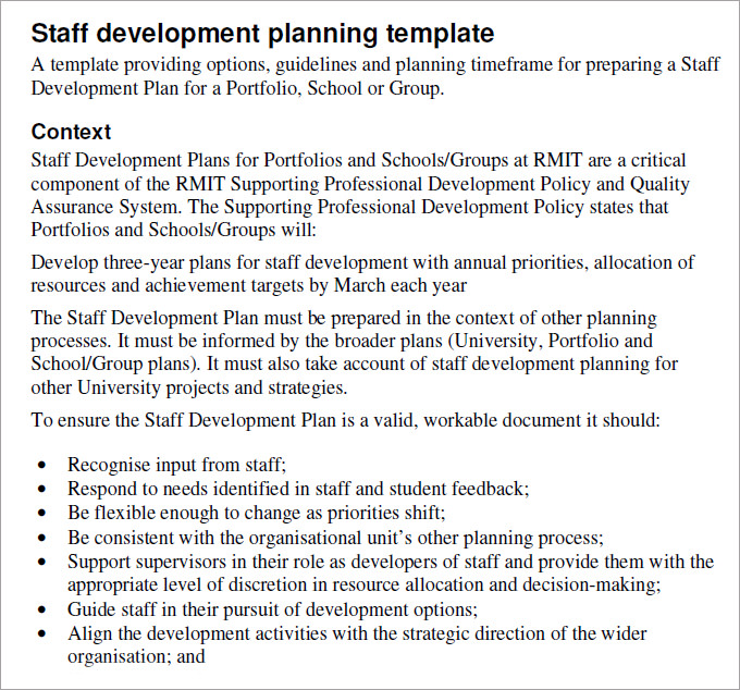 Staff Development Program Sample