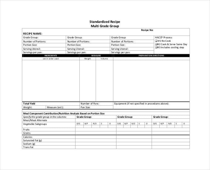 Recipe Template For Excel