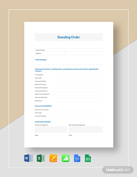 6+ Sample Standing Order Templates - AI, PSD